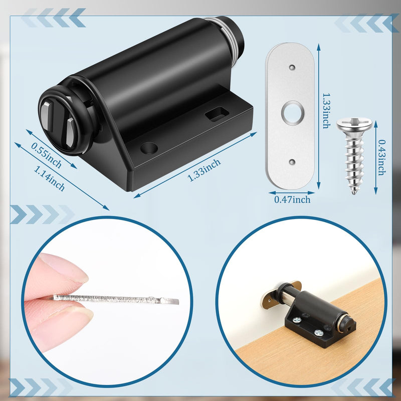 Gisafai 20 Pcs Magnetic Push to Open Door Latches Magnetic Touch Latch with Hardware Pop Out Push Latches for Cabinets Drawer Push Catch for Furniture Closet Door Kitchen (Black) Black