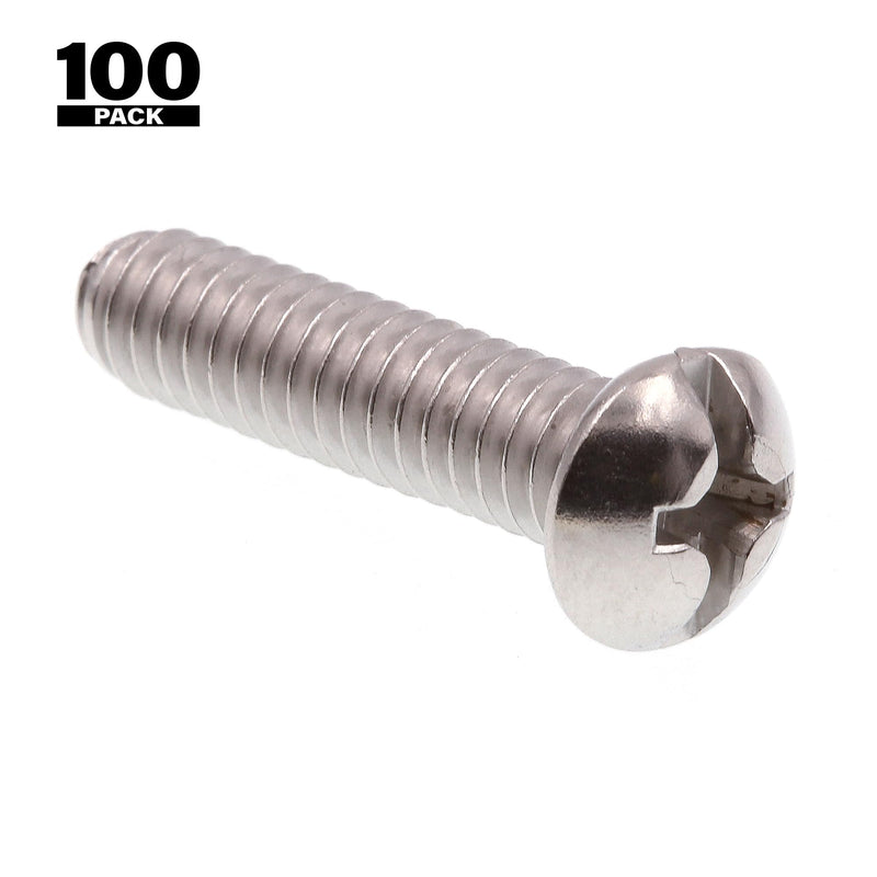 Prime-Line 9005374 Machine Screw, Round Head, Slotted/Phillips Combo, 1/4 in-20 X 1 in, Grade 18-8 Stainless Steel, Pack of 100 100 Pack