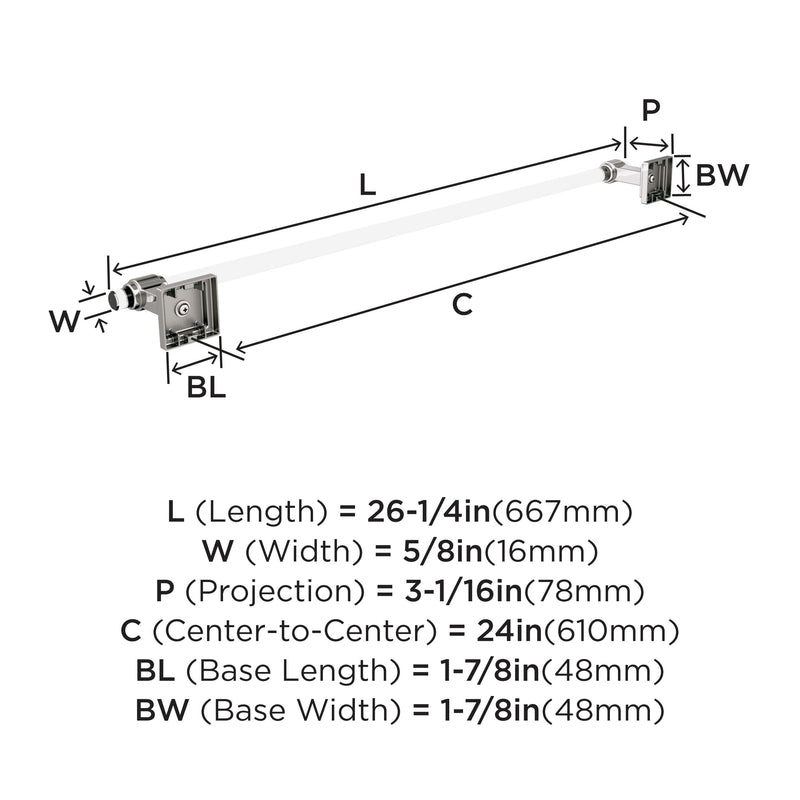 Amerock Glacio 24" Clear/Polished Nickel Towel Bar