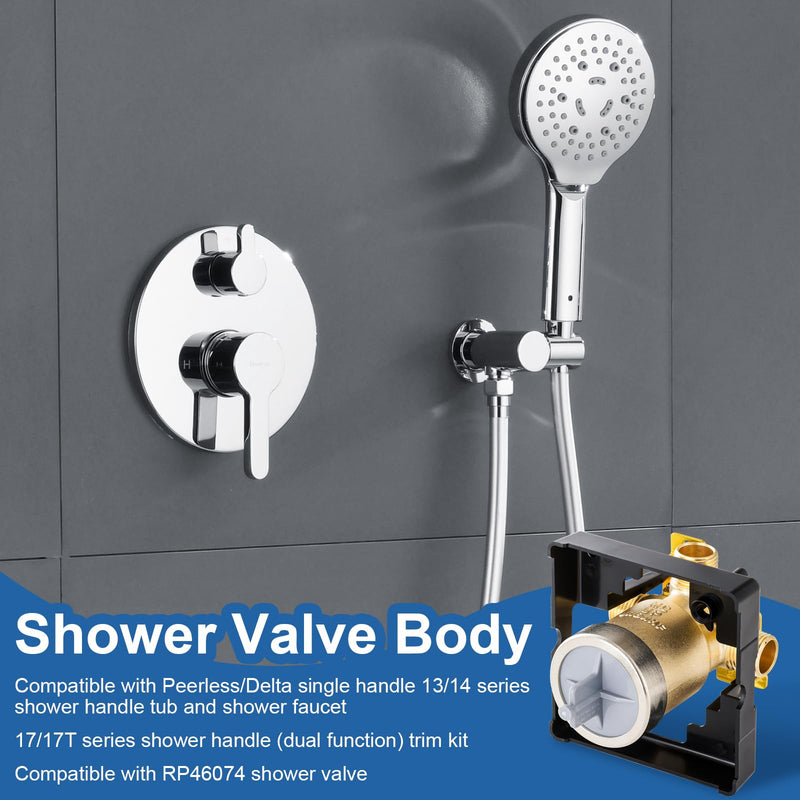 R10000-UNBXHF Shower Valve Body Compatible with Delta MultiChoice Tub Faucet and ShowerHead, Fits Single/Dual Function Shower Handle Trim Kit without Screwdriver Stops R10000-UNBXHF