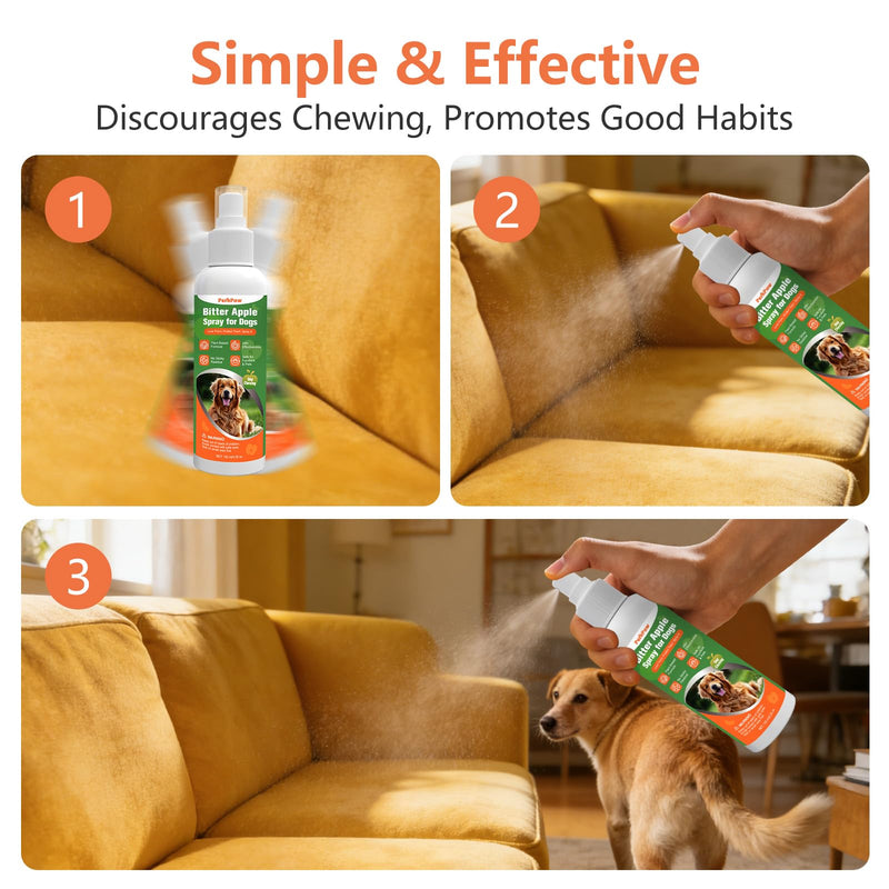 Bitter Apple Spray for Dogs, NO Chew Spray for Dogs to Protect the Furniture and Plant, Natrual Dog Deterrent Spray to Stop Dogs & Puppies from Chewing, Biting, Licking, Peeing, 150 ml/5.28oz
