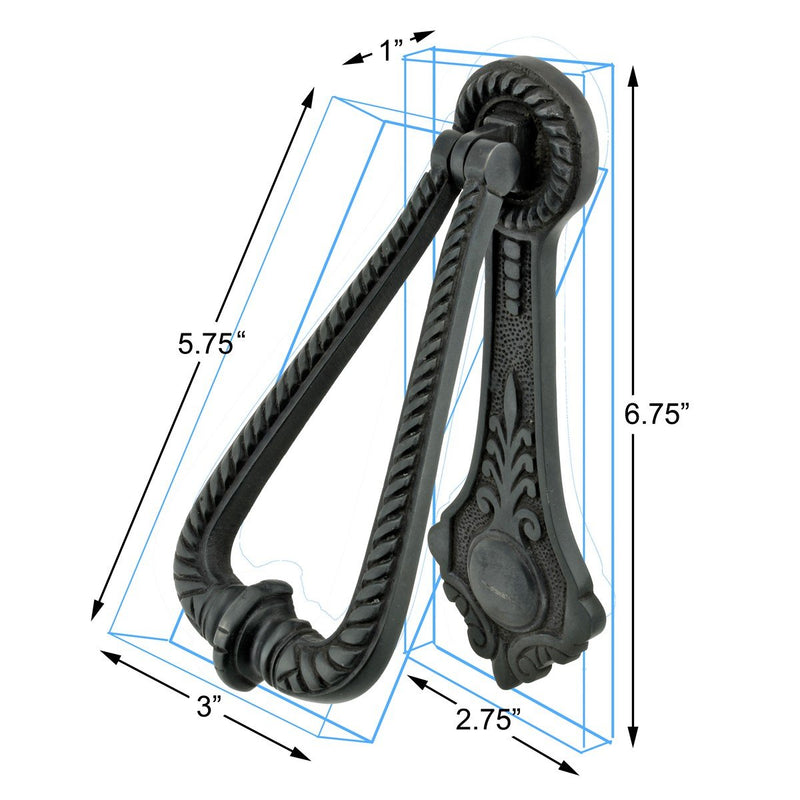 Renovators Supply Manufacturing Door Knockers for Front Door 6.75 in. Oil Rubbed Bronze Finish Solid Brass Door Knocker with Mounting Hardware