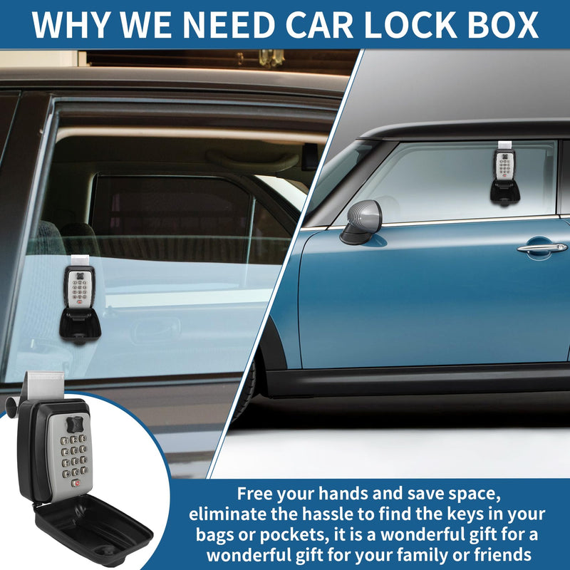 2026 Upgrade SL-591 Car Window Lock Box, car Key Lock Box, Car Lock Box, Car Window Punch Button Lock Box, Vehicle Window Lock Box, Lock Boxes for car fit for Ride Share, Turo, GetAround Grey keyboard