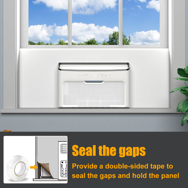 LBG Products Window Air Conditioner Side Panels,Full Surround AC Foam Panel for Indoor Window AC Units,Summer and Winter Window Seal Cover (White) White