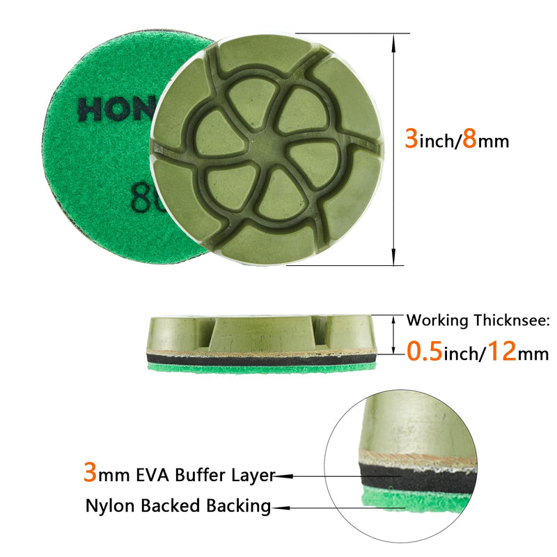 3 inch *12mm Diamond Floor Polishing Pucks,Grit 800 Set of 3,Concrete Sanding Disc,for Cement Rerrazzo Marble Granite Floor, Grit 800… 800 Grit