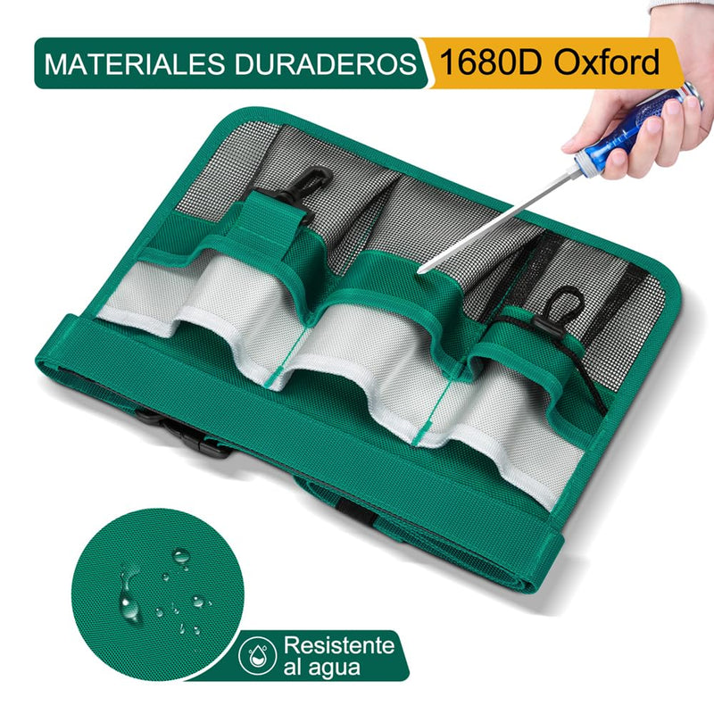 Garden Apron for Women, Adjustable Tool Belt with 8 Pockets - Heavy Duty Oxford Work Belt for Gardening, Construction (Green) Green