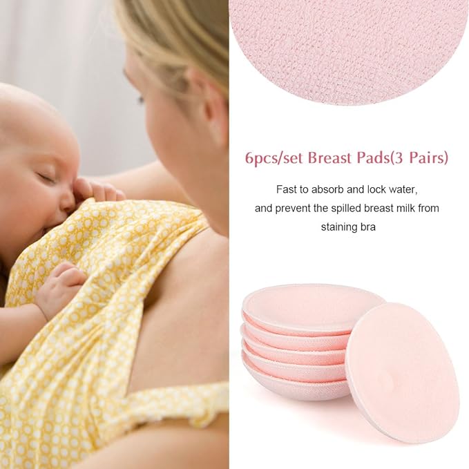 6pcs Nursing Pads Cotton 3D Breathable Hypoallergenic Super Absorbent Soft Reusable Leak Proof Breast Milk Pads Breastfeeding Pads Nursing Breast Breast Pads Nipple Cover Pads for Mothers Breastfeeding - NewNest Australia