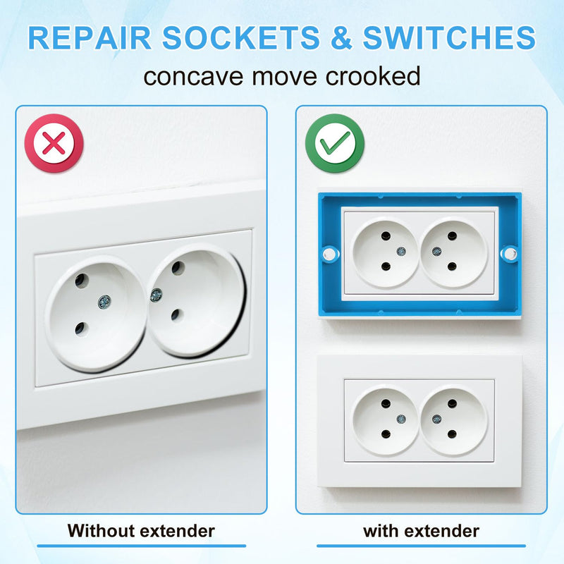 6pcs 1/2" Single Gang Receptacle Outlet Box Extenders, Electric Outlet Extender Box with 12 Screws Receptacle Extender for Electric Box and Electric Outlet Switches (Blue)