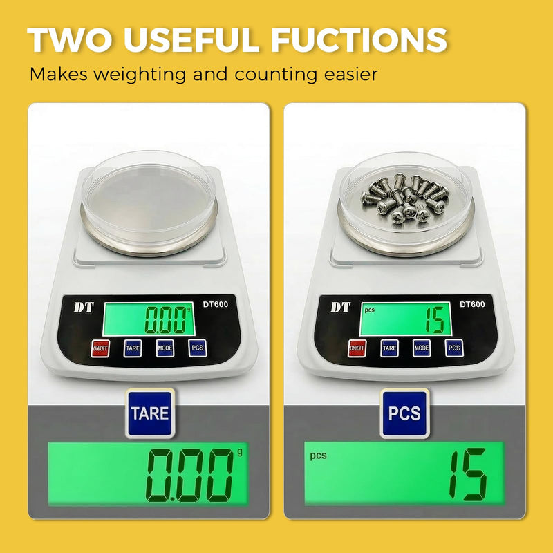 Digital Lab Scale 1000g x 0.01g High Precision Analytical Balance Electronic Scale, LCD Display and Counting for Laboratory Jewellery Kitchen Scientific