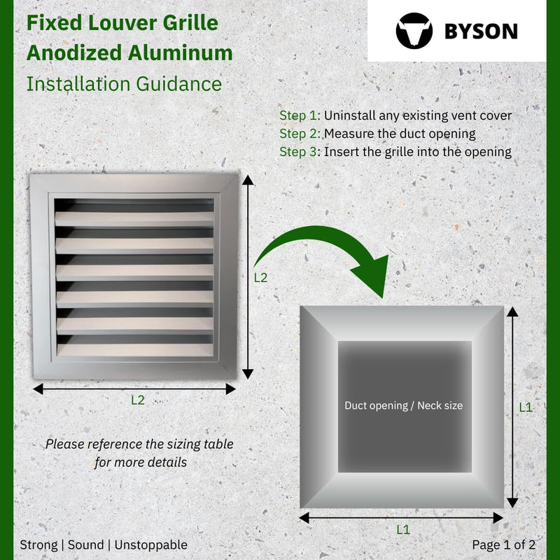 Byson 14"x 14" Aluminum Black Gable Vent - MaxShield Series Anodized Louvered Vent - Weatherproof Louver Air Vent Grille with Steel Mesh - HVAC, Attic, Container and Shed Vent 14x14 inches