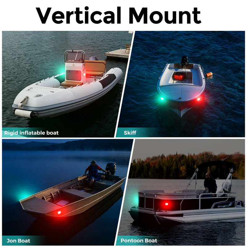 Marine Navigation Lights Bow Lights for Boats Led,USCG 2NM Waterproof Red And Green Boat Running Lights for Pontoon,Skiff,Yacht,Jon Boat White Plastic