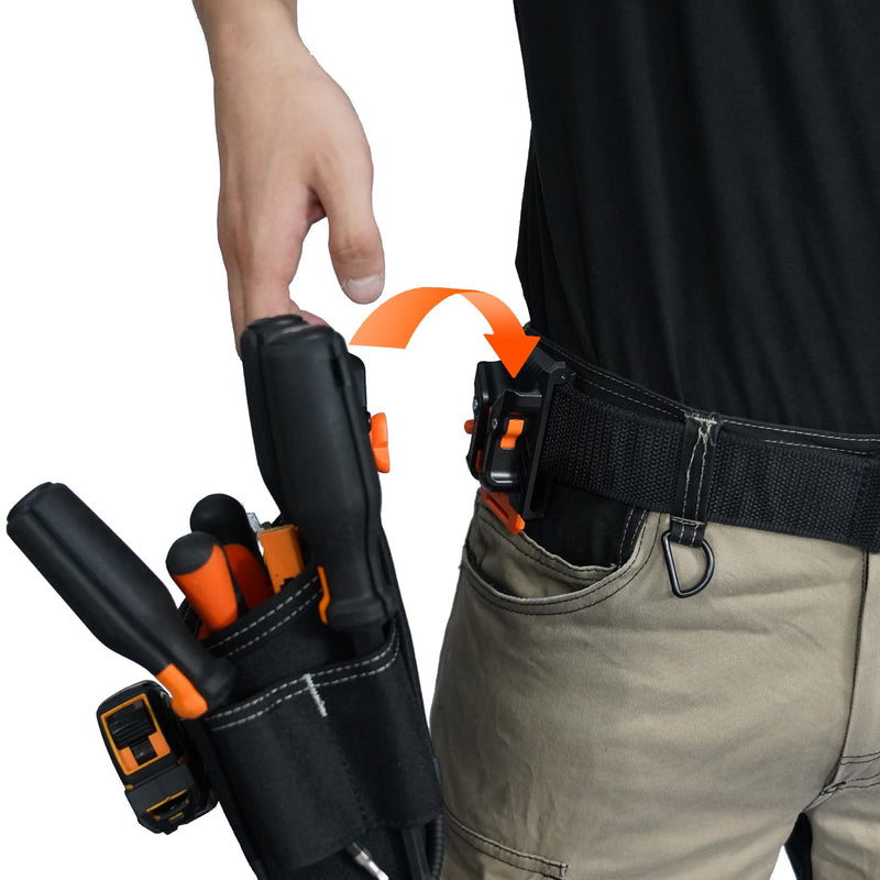 MELOTOUGH Belt Clip Tool Pouch Tool Belt Pouches Utility Tool Organizer Pouch with Hammer Holder for Electrician,Carpenter,Construction,Technician Orange Tool Pouch