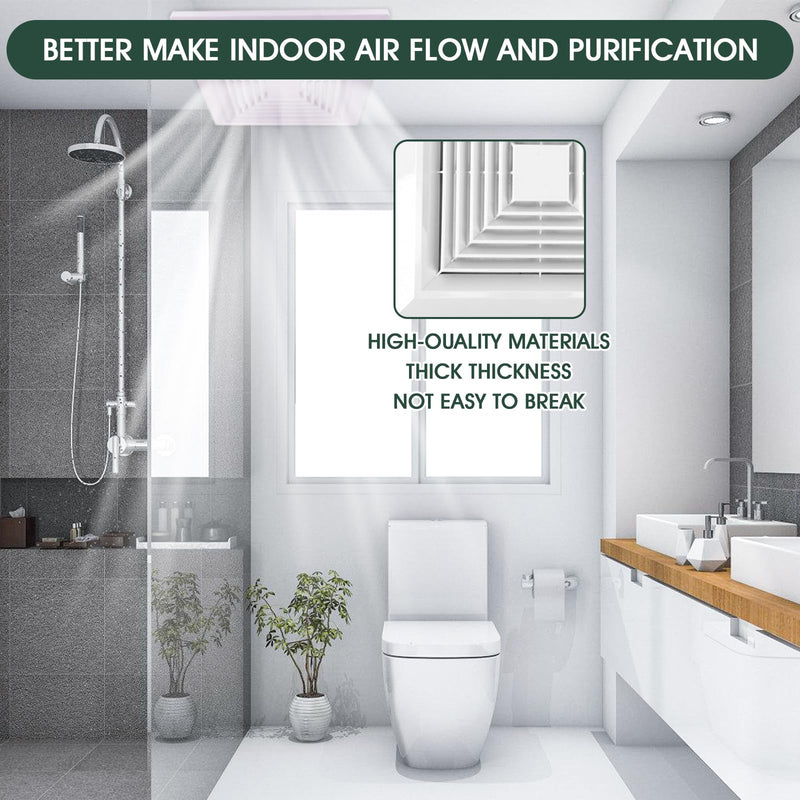 White 1 Piece ( 9 “x 9 ”Inch) Bathroom Exhaust Fan Cover with Spring, Square Ceiling or Wall Mounted Exhaust Fan, Ceiling Fan, Grille, Air Diffuser, Diverter Ventilation Hood, Replacement Accessories 9”x9“