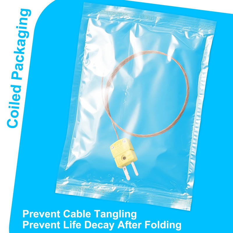 DROK High Accuracy K Type Thermocouple Probe - 3 Pack Type K Temperature Probes & Sensors for Thermocouple Thermometer, 1 Meter Long Measure Range -40°C~480°C (-40°F~896°F) 1m