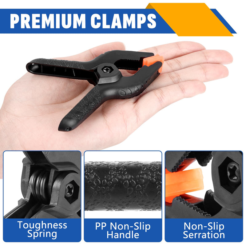 24 Pack 3.5 inch Plastic Spring Clamps, Black Heavy Duty Clips, Backdrop Clips Clamps, Woodworking Clamps, Plastic Clamps for Crafts, Backdrop Stand, Woodworking, Photography 3.5in-24P