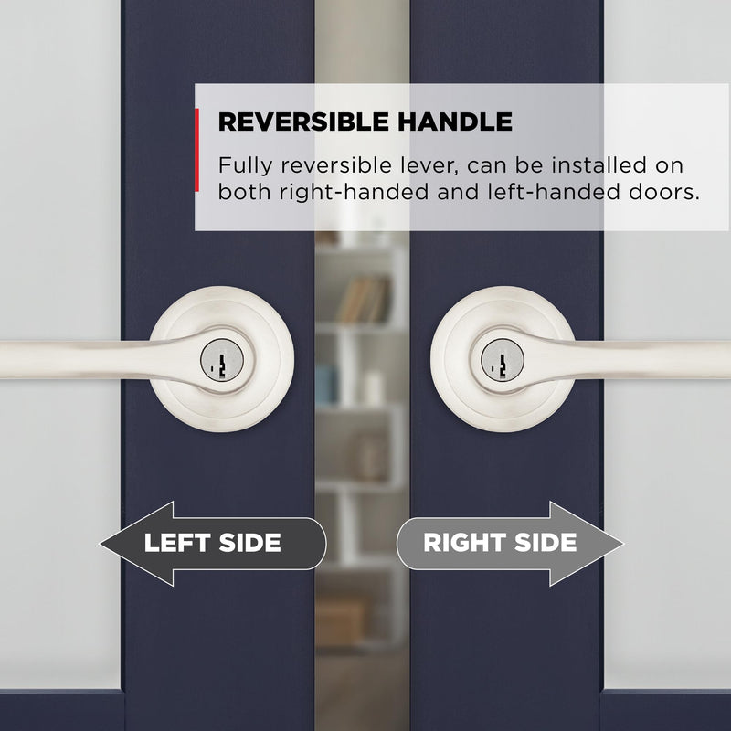 Kwikset Henley Interior Privacy Door Handle with Lock, Door Lever For Bathroom and Bedroom, Matte Black Reversible Keyless Turn Lock, with Microban Protection