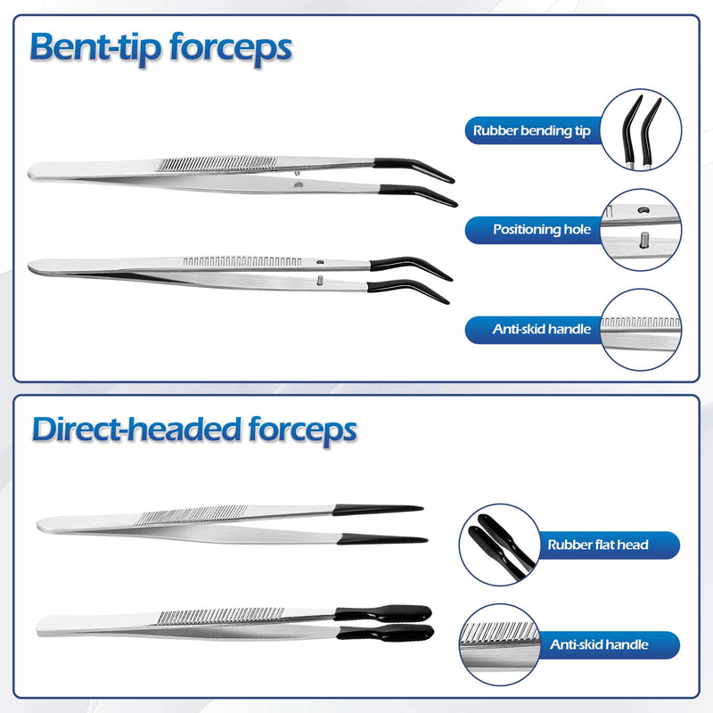 4 Pcs Tweezers with Rubber Tips Set - PVC Coated Precision Tweezers for Crafting, Jewelry, Electronics, and Lab Work