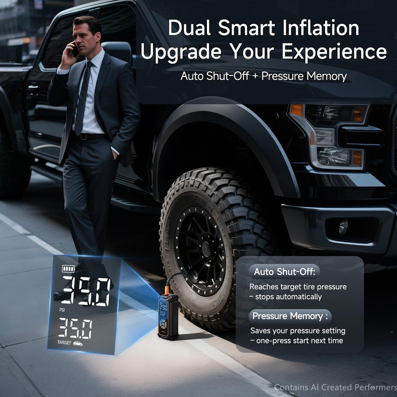 OlarHike Tire Inflator Portable Air Compressor,3X Fast Inflation, 4*3000mAh 1-gray 12000 (Ultra Capacity)