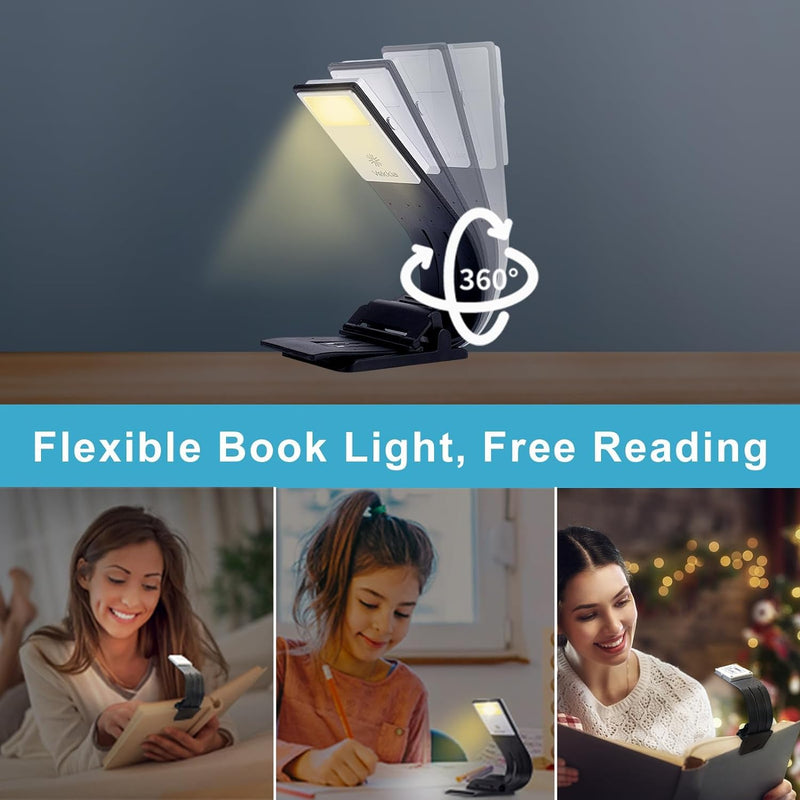 Vekkia Bookmark Book Light, Clip on Reading Lights for Books in Bed, Infinite Brightness Levels, Soft Light Easy for Eyes, Built-in USB Cable Easy Charge. for Readers & Kids Warm