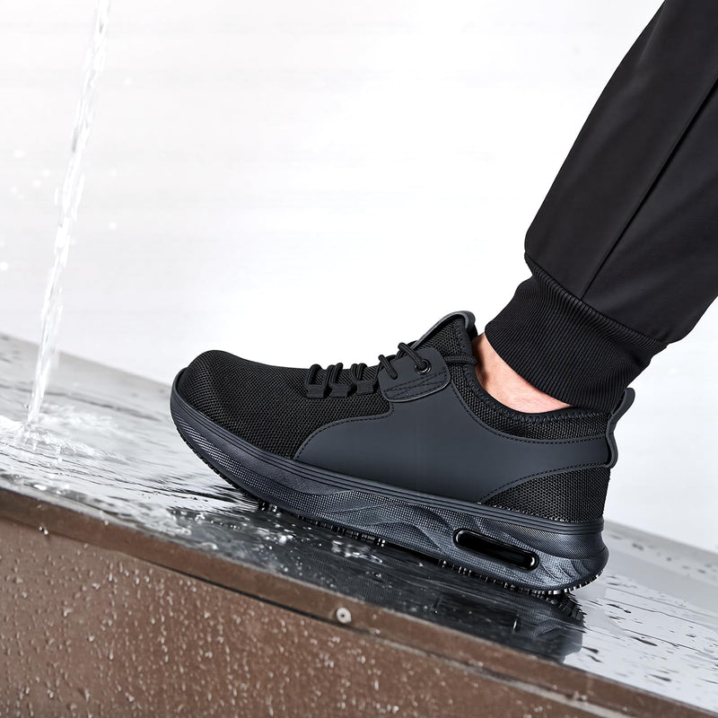 ulogu Wide Non Slip Work Shoes for Women Chef Walking Sneakers Waterproof | Wide Toe Box kitchen Restaurant Food Service Shoes Oil Resistant 8.5 Wide Black