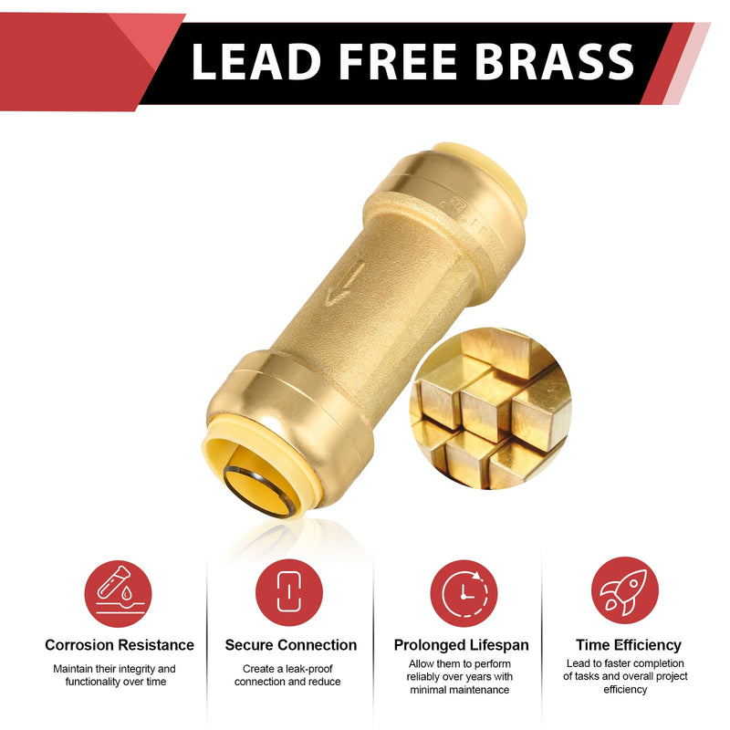 2Pcs EFIELD 3/4"Push Fit Check Valve Brass Fitting(PF-VALVE063-2) Pack 2 3/4 Inch