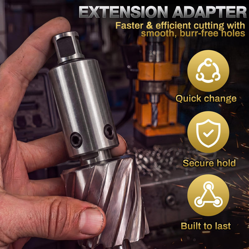 3‘'(75mm) Annular Cutter Extension for 3/4" Weldon Shank Adapter for Magnetic Drill & Drill Press, Heavy Duty Steel Deep Hole Drilling Tool, with Hex Wrench 3‘’/75mm