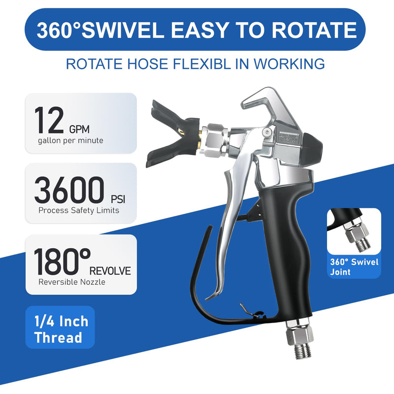 DUSICHIN Airless Paint Spray Gun High Pressure 3600PSI Reversible 517 Nozzle, Tip Guard Swivel Joint 10 inches Extension Airless Paint Sprayer Accessories for Graco Titan Airless Paint Sprayer DUS3000