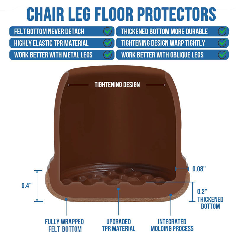 20 Pcs Black Extra Small Chair Leg Floor Protectors for Hardwood Floors, Upgraded Rubber Chair Leg Caps with Felt, Furniture Leg Feet Covers Protect Floor from Scratches Reduce Noise (Fit 0.55"-0.75") 01 Black X-Small (Fit 0.55"-0.75")