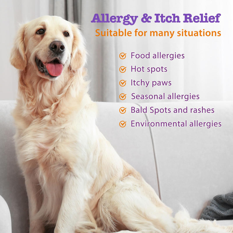 Dog Allergy Chews 200ct, Anti Itch Relief for Dogs Itching Skin Relief Dog Allergy Relief Immunity Chews with Probiotics Colostrum Omega 3 Fish Oil for Dry Itchy Skin Licking Seasonal Allergies