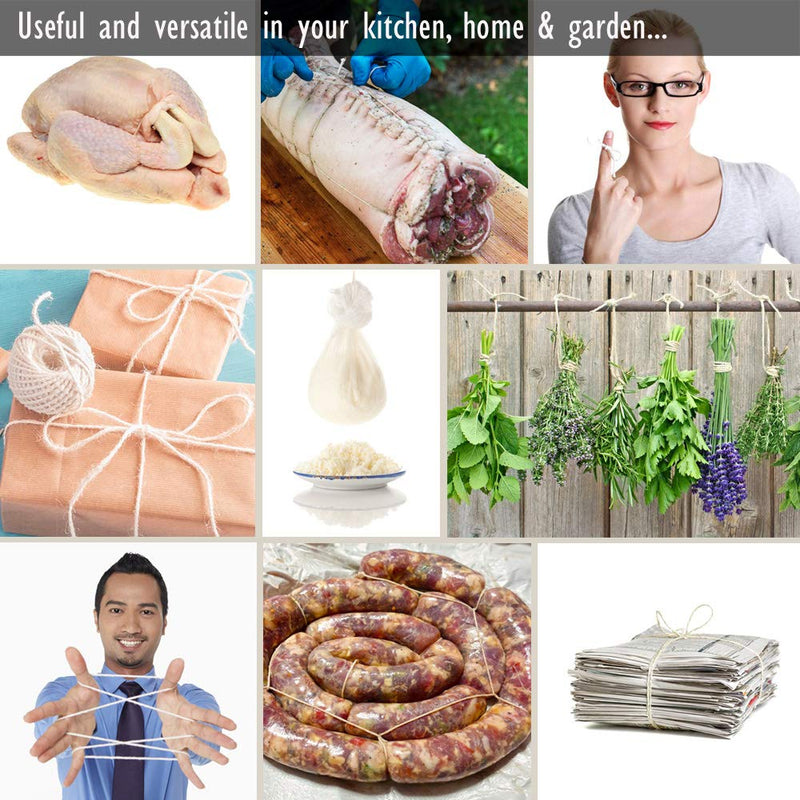 Meat Trussing Needle and Butchers Cooking Twine Kit for Sewing Up Whole Hog, Pig, and Roasting Chicken and Turkey. 7 Inch Stainless Steel Needle and 185 Feet of Cotton Kitchen String.