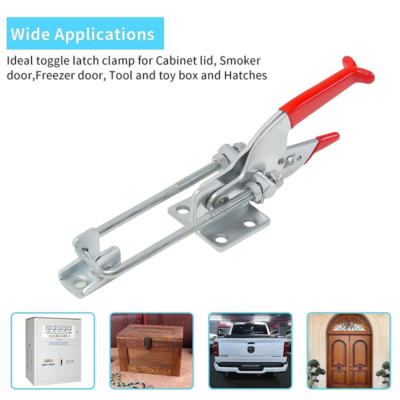 3PCS 2000lbs Toggle Clamp 431,Heavy Duty Toggle Latch Clamp,Tire Carrier Latch,Quick Release Latch,Cam Lever Clamp.Adjustable Latch for Lid Latch,Cam Clamp Latch,Pull Latch & Draw Latch Hardware Red