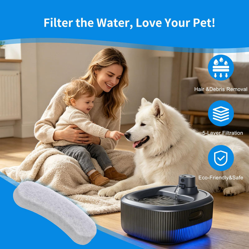 12 Pack Replacement Filters Compatible with WOPET Dog Water Fountain, 6 Month Set for 6L/205oz/1.7Gal Pet Water Fountain Dispensers, individual Package Filter Replacement for W600 Dog Water Bowl