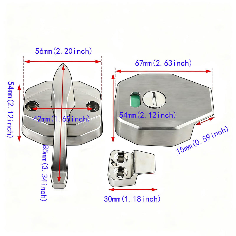 Premium Stainless Steel Toilet Partition Lock with Silent Operation - Luxury Bathroom Privacy Latch with Occupancy Indicator for Commercial and Home Use, Silver