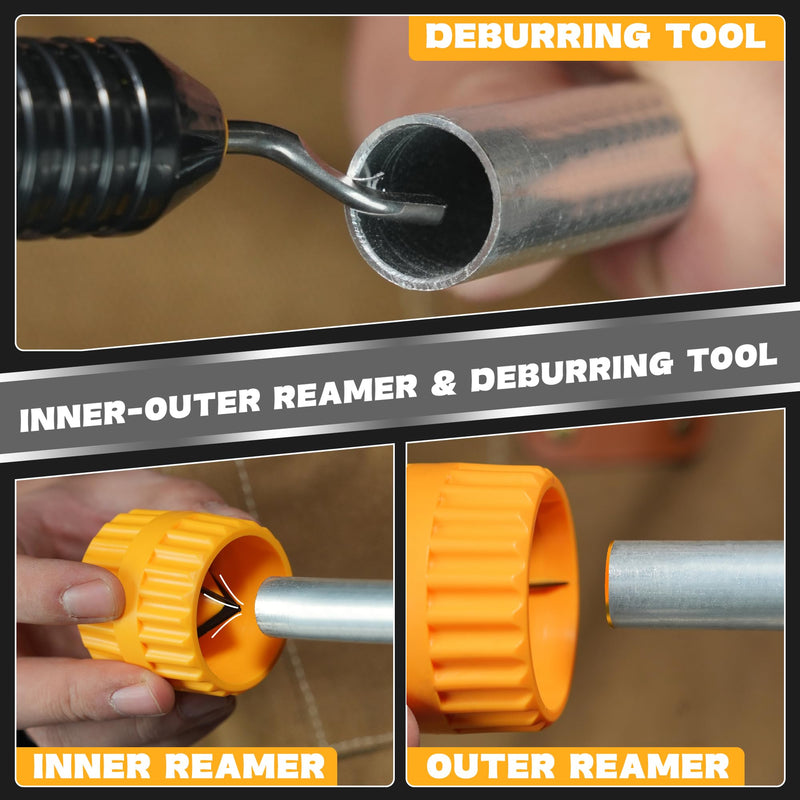 TOLESA Pipe Cutter Tool 1/8''-2'', Heavy Duty Mini Copper Pipe Cutters With Deburring Tools Pipe Reamer, Speed Cutting Tubing Cutter For Copper, Aluminum, PVC, Thin Stainless Steel Pipe 4 In 1