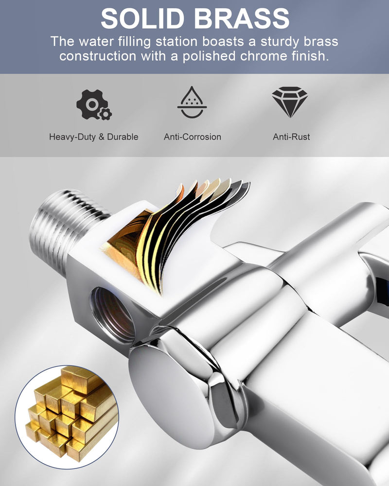 Wall Mount Glass Filler Faucet: WOWOW Push-Back Water Bottle Filling Station, Brass Commercial Water Filler Faucet for Bar, Diner, Cafe, Restaurant, Kitchen and Cafe, Male Thread No Flange 3/8" Male Inlet without Flange