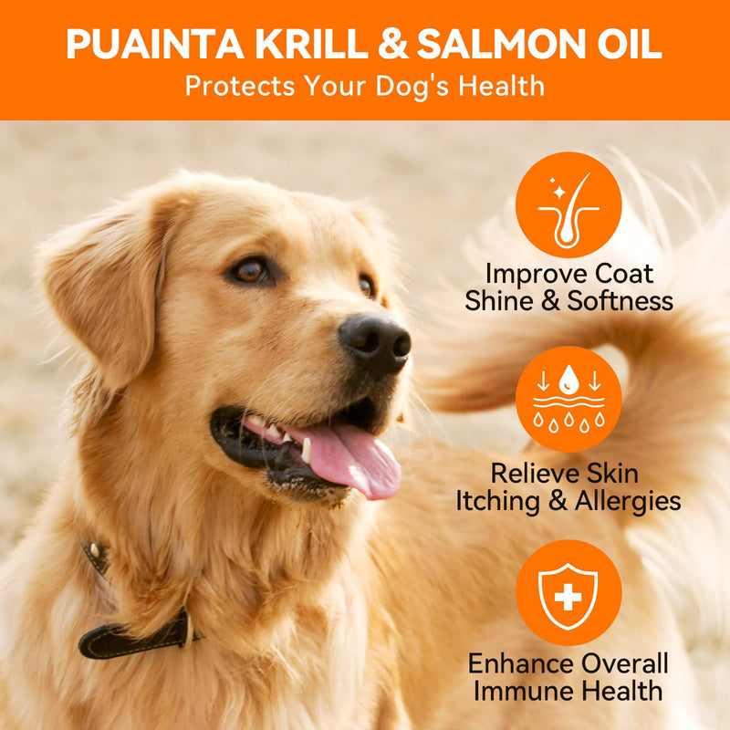 Fish Oil for Dogs, Antarctic Krill & Wild Alaskan Salmon Oil, Omega-3 Fish Oil with EPA & DHA for Healthy Skin and Coat, Less Shedding, Itch Relief, Immune Supplement with Pump-8 oz, Liquid - PawsPlanet Australia