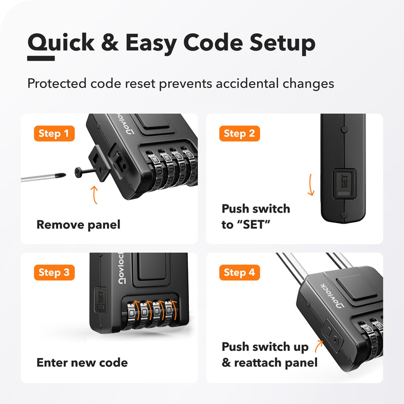 2.76 in Long Shackle Combination Locks for Outdoor & Indoor | Heavy Duty, Weatherproof, 4-Digit Security | Padlocks for Gates, Fences, Sheds, Lockers, Storage | 4-Pack, Black