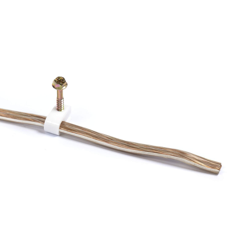 THE CIMPLE CO Ribbed Plastic Conical Anchors and White Cable Screw Clips - for Concrete, Stucco, Brick, Drywall, and Similar - Kit of 10 Screw Clips, and 10 Anchors With White Clips 10 Pack