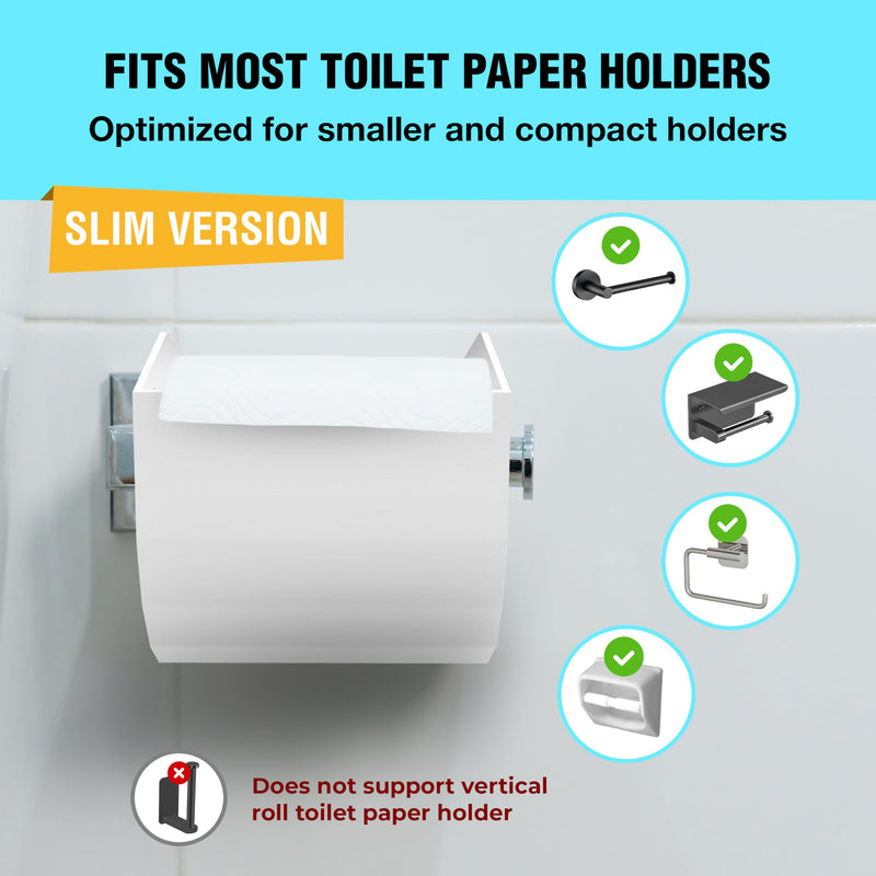 Pet-Proof Toilet Paper Holder Cover, Anti-Dog & Cat Protective Guard & TP Shield (Standard & Slim) (Slim (White)) Slim (White)
