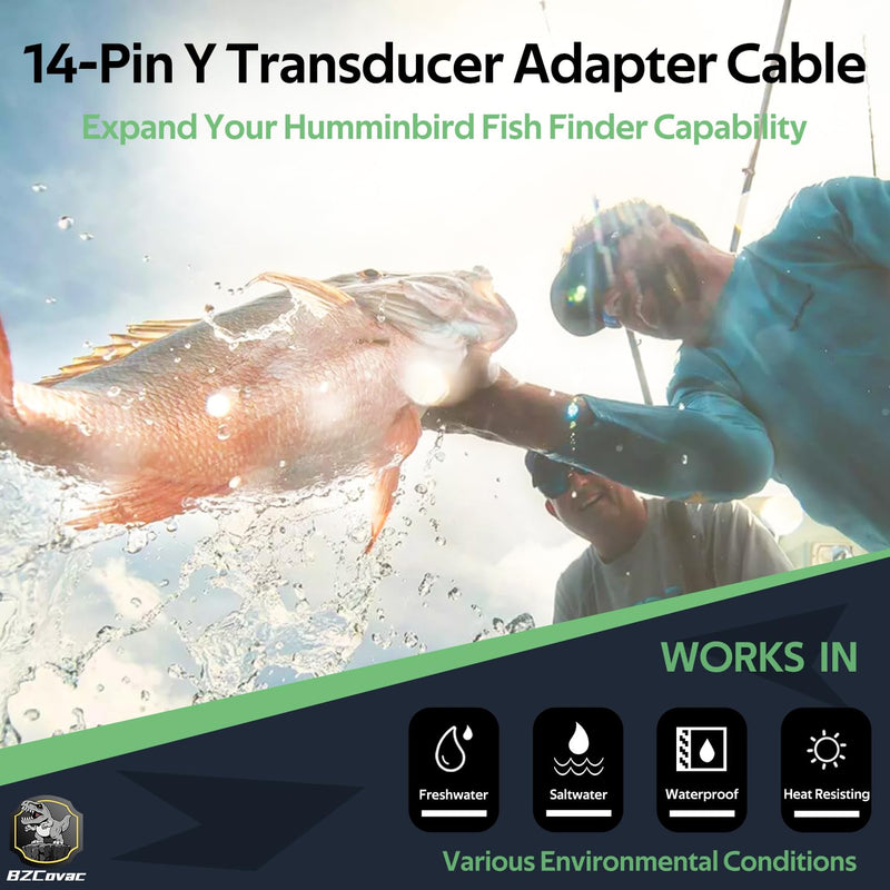 720111-1 14 M ID SIDB Y Splitter Cable for Humminbird - Compatible with SOLIX & APEX Fish Finders, Side Imaging & 2D Sonar Connection