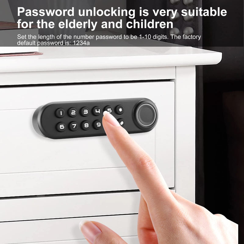 Fingerprint Cabinet Lock, Smart Biometric Password Lock With USB Key, Keyless Hidden File Drawer Wardrobe, Child Safety, DIY Wooden Furniture Privacy for Home Office Horizontal
