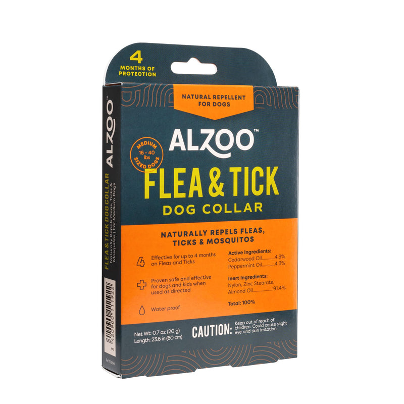 ALZOO Flea & Tick Dog Collar and 8 Fl. Oz. Flea & Tick Repellent Spray for Dogs, Medium-Sized Dogs: 16-40 lbs, 100% Plant-Based Active Ingredients