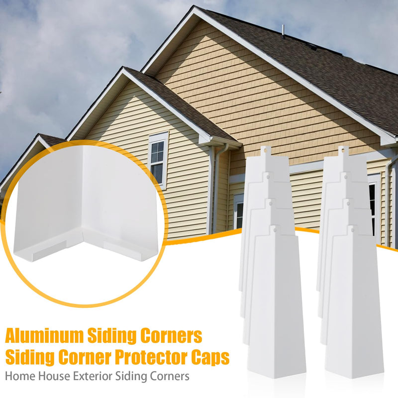8 Pcs Aluminum Siding Corners - 8 Inch Outside White Siding Corner Caps, Smooth Metal Siding Panels Trim Nails Included for Mobile Home House Exterior (Single Hole) Single Hole