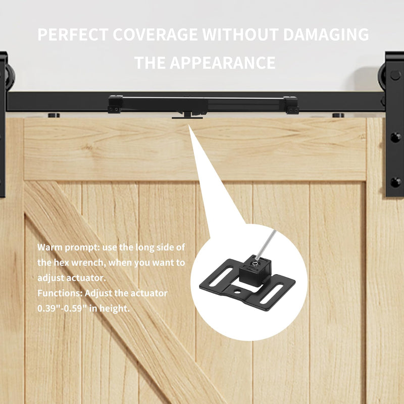 2PCS Hole-Free Barn Door Soft Close Mechanism, Upgraded Design Sliding Door Hardware Spring Buffer Damper, One Way Operation Invisible Door Stopper Adjustable Actuators with Actuator Spacers