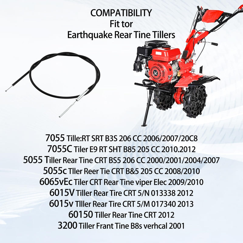 53630 Tiller Cable Suitable for Earthquake Rear Tine Tillers 5055 5055C 6015B 6015V 6065VEC 7055 7055C 3200, 39" Sheath Forward Reverse Cable Replace Parts