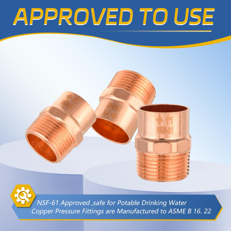 5PACK GUOFIS 1" Copper Sweat Male Adapter NPT Fitting(COPPER019-5) 5 1 Inch