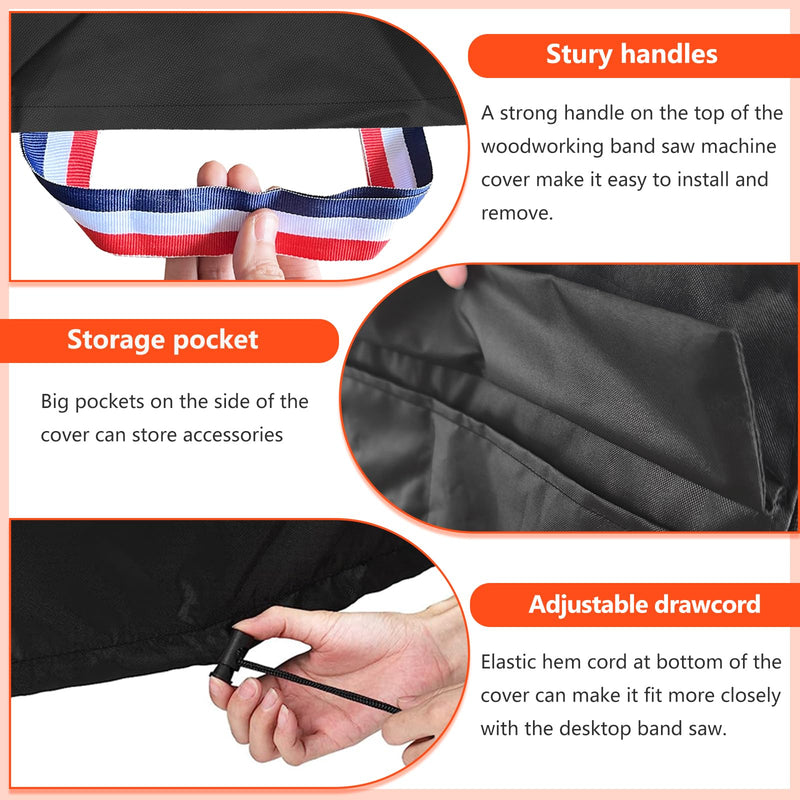 9-Inch Benchtop Bandsaw Cover, Heavy Duty Dustproof Metal Cutting Band Saw Cover with Plush Lining,Black 20"D x16 "W x 28"H Black