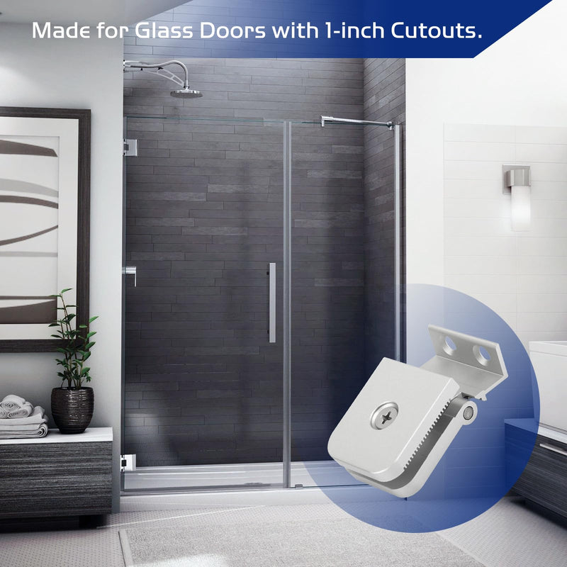 2Pack Glass Shower Door Hinges, Aluminum Mini Hinge Fit for 1/4 Inch Thick Frame-Less Glass Doors, Chrome Finish Hinges for Residential Use Shower Doors Hardware Parts