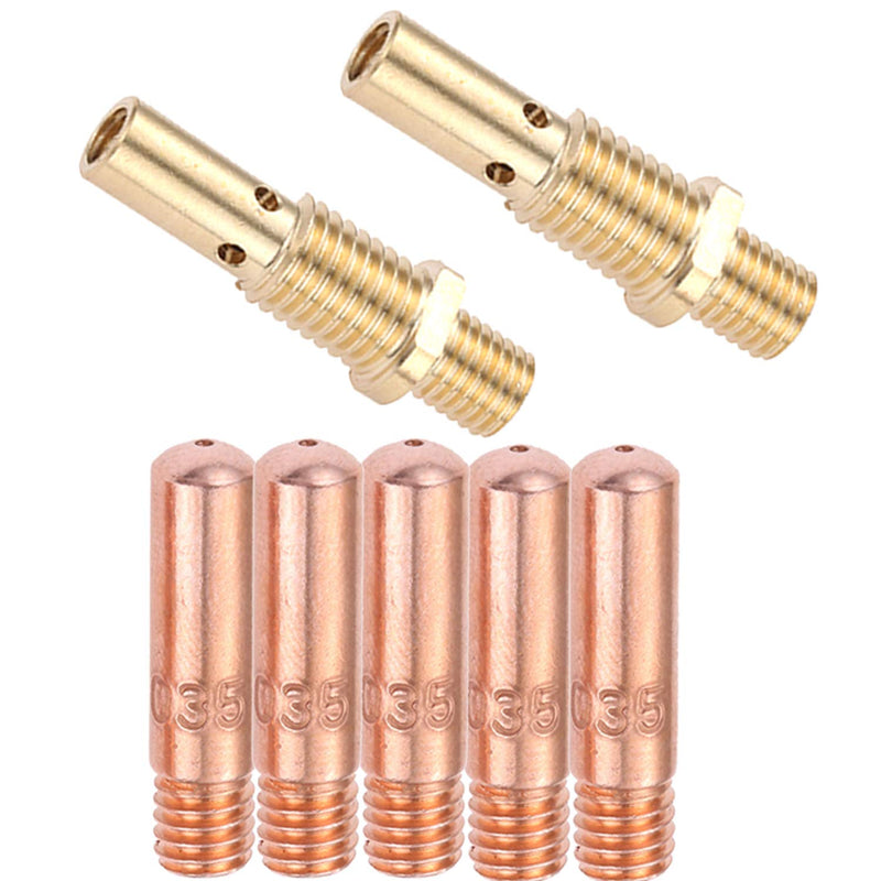MIG Welding Gun Kit .035" Tip Nozzle Diffuser Fit for 100L Tweco Mini#1 Include (Contact Tips 11-35 0.035", Gas Nozzles 21-50 1/2", 35-50 Welding Diffuser) 40Pcs
