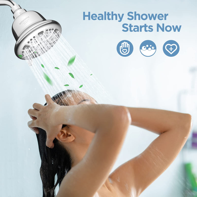 Filtered Shower Head - High Pressure Shower Head with Filter for Hard Water Softener - 7 Settings Bathroom Rain Showerhead to Remove Chlorine and Heavy Metals (Chrome) Premium Filter Chrome